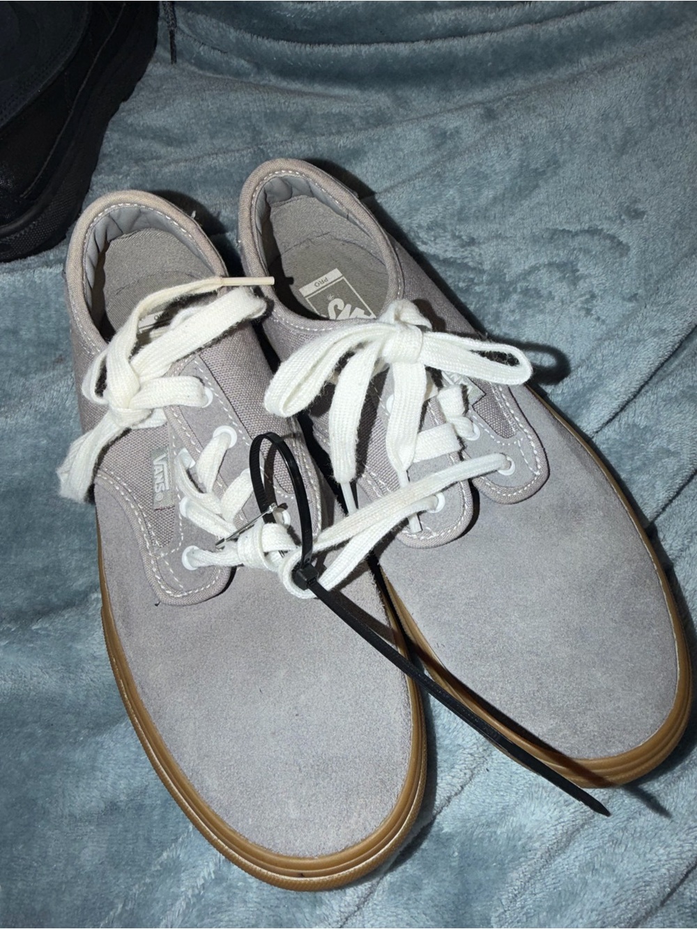 Vans Low-Top Suede Sneakers in Light Gray with Gum Sole